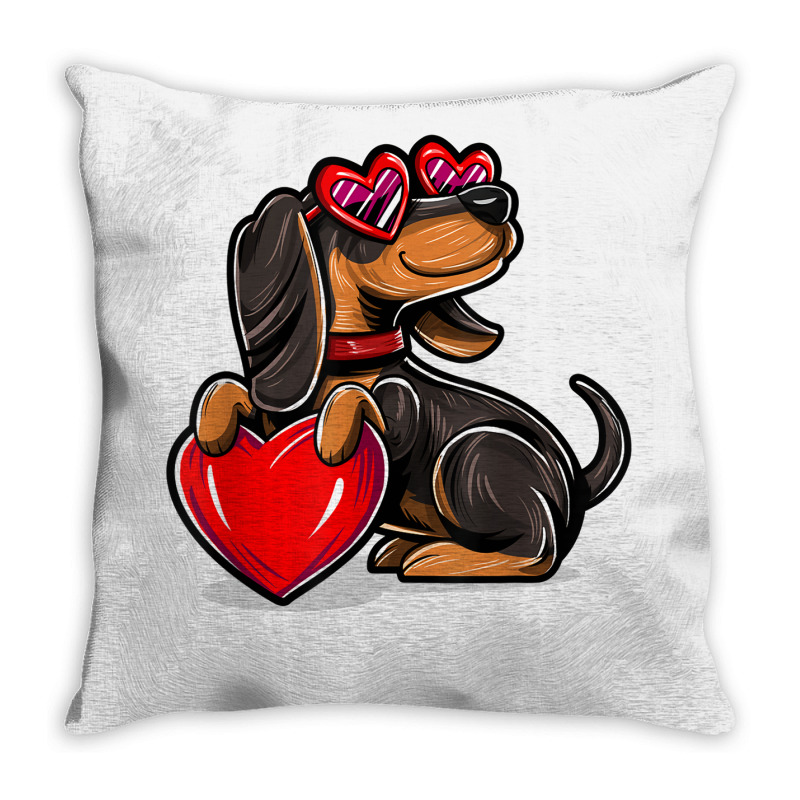 dachshund valentine dog valentine's Throw Pillow