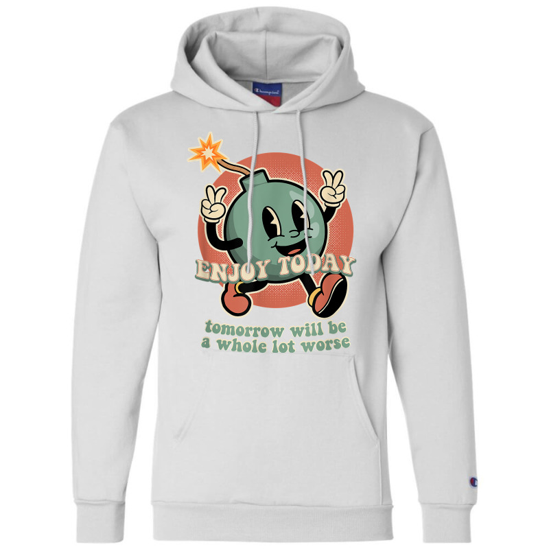 Existential Dread Retro Cartoon Bomb Grenade Nihil Champion Hoodie by mumm | Artistshot