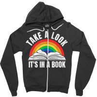 Vintage Retro Rainbow Take A Look It's In A Book R Zipper Hoodie | Artistshot