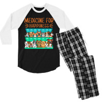 Medicine For Happiness Puppy Lover Dog Owner Cute Men's 3/4 Sleeve Pajama Set | Artistshot