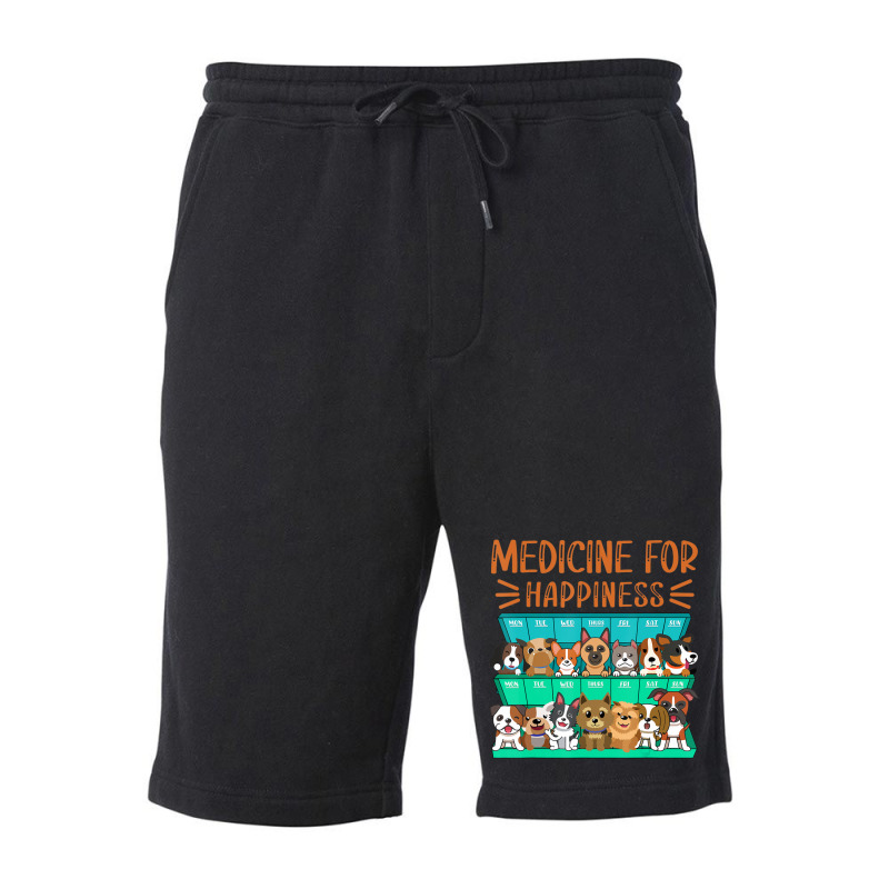 Medicine For Happiness Puppy Lover Dog Owner Cute Fleece Short | Artistshot