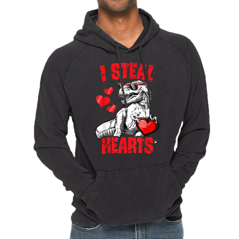 Valentines Day Dinosaur I Steal Hearts Love Vintage Hoodie | Artistshot