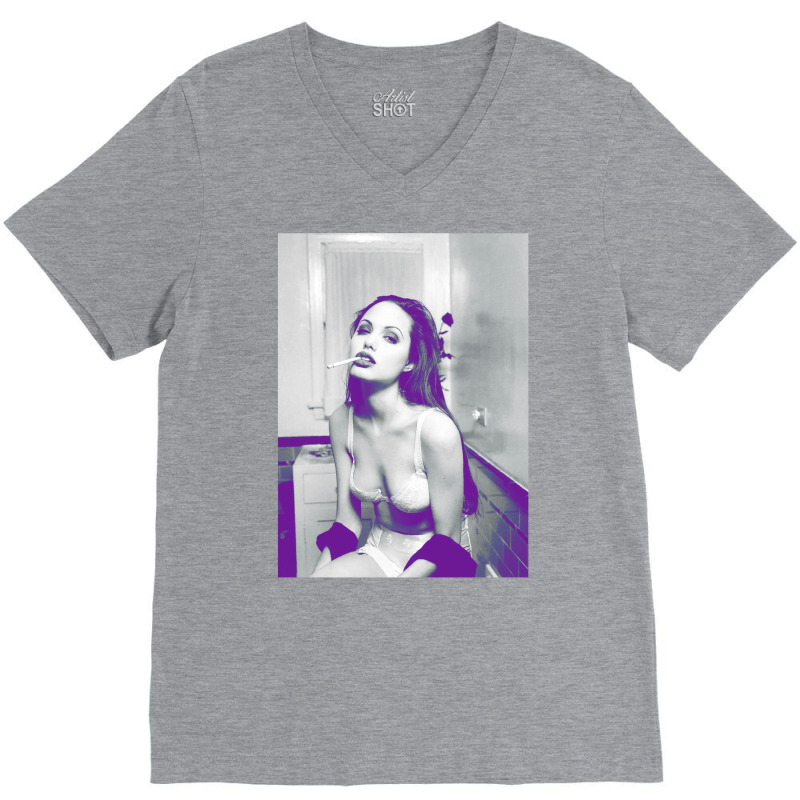 Angelina Jolie   Circa 1994 V-Neck Tee by dugreprudens | Artistshot