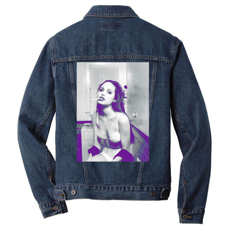 Angelina Jolie   Circa 1994 Men Denim Jacket by dugreprudens | Artistshot