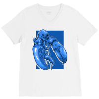 Funny Jumpscare Lobster Meme Blue Crustacean Pullo V-neck Tee | Artistshot