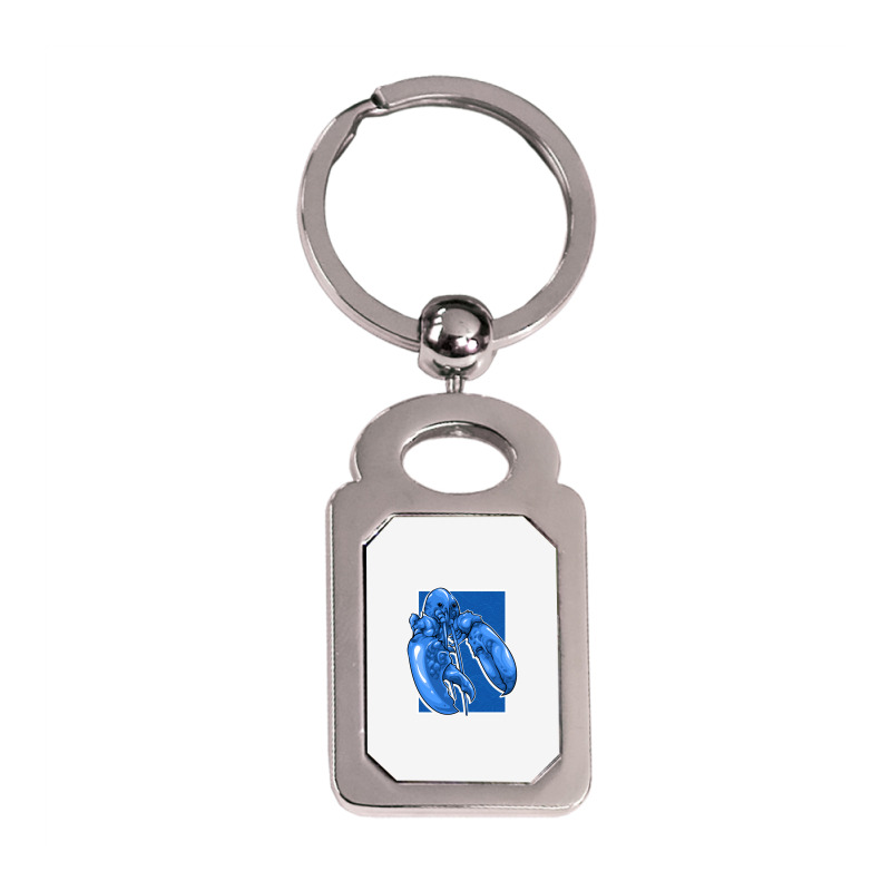 Funny Jumpscare Lobster Meme Blue Crustacean Pullo Silver Rectangle Keychain | Artistshot