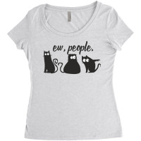 Ew People Three Black Cats Funny Sarcastic Quote Women's Triblend Scoop T-shirt | Artistshot