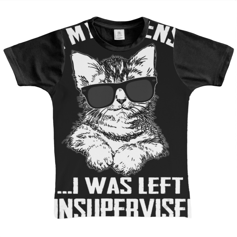 In My Defense I Was Left Unsupervised Cat Lover Graphic Youth T-shirt by kimblejoettaefd | Artistshot