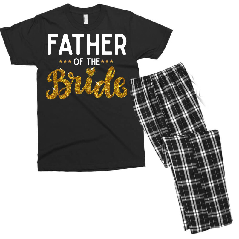 Father Of The Bride Cute Golden Glitter Imitation Text Funny Bridal Gi Men's T-shirt Pajama Set by SamsulArt | Artistshot