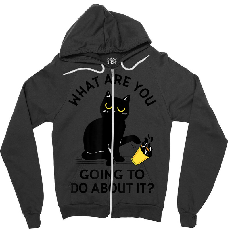 Sarcastic Outfit Angry Black Cat Zipper Hoodie | Artistshot