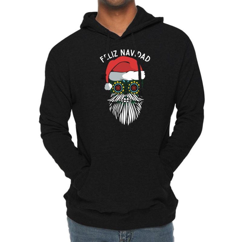 Feliz Navidad Mexican Santa Sugar Skull Funny Merry Christmas Wish In Lightweight Hoodie by SamsulArt | Artistshot