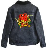 Foot Stabber Vintage Cartoon Unisex Sherpa-lined Denim Jacket | Artistshot