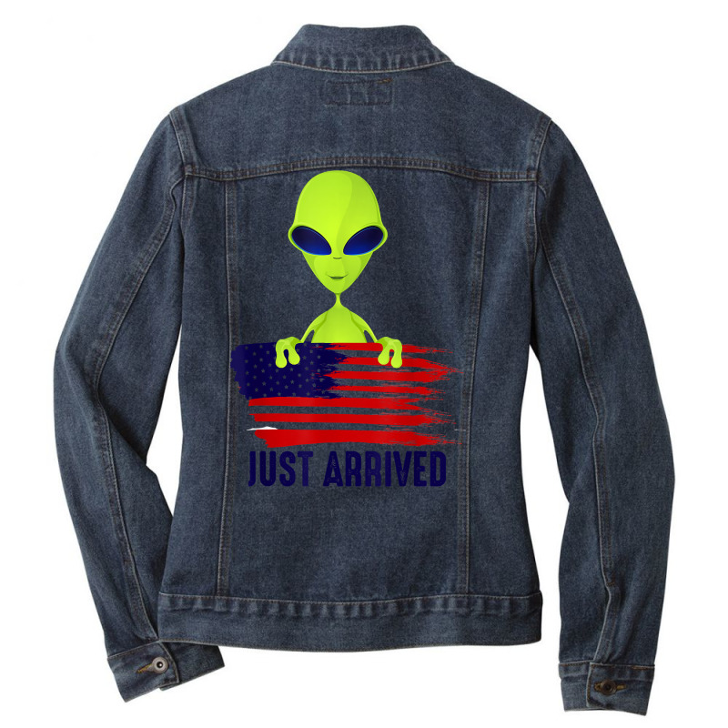 Alien Just Arrived   Alien Shirt Gift For Alien Lo Ladies Denim Jacket by genousuv | Artistshot