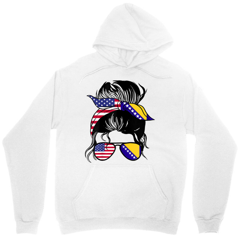 Womens Half American Half Bosnian Messy Bun Bosnia Unisex Hoodie by imelde | Artistshot