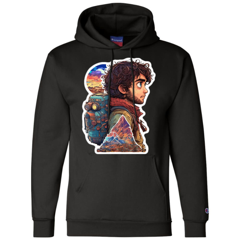 Into The Wild   Colorful Cartoon Outoor Adventures Champion Hoodie by dugreprudens | Artistshot