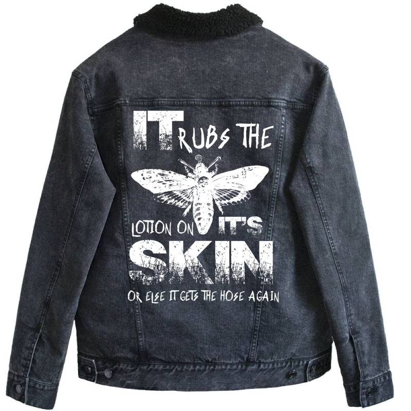 It Rubs The Lotion On Its Skin Unisex Sherpa-Lined Denim Jacket by dugreprudens | Artistshot