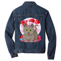 Munchkin Cat Heart Valentine Day Decor Men Denim Jacket | Artistshot