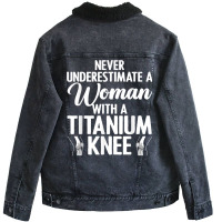 Cool Knee Surgery For Women Girls Titanium Knee Re Unisex Sherpa-lined Denim Jacket | Artistshot