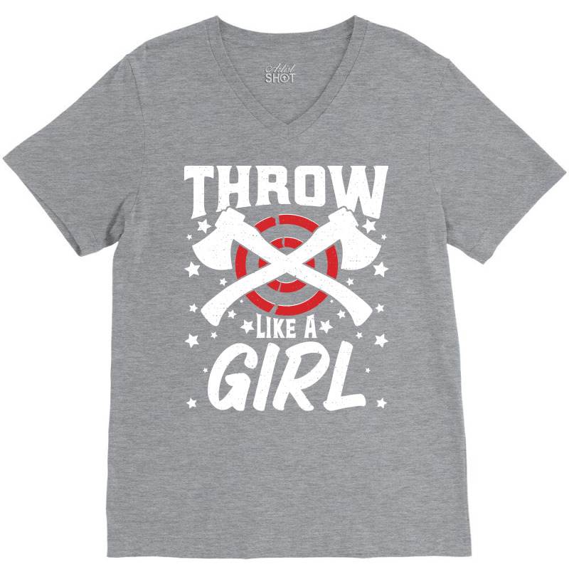 Funny Axe Thrower Throwing Ax Lover Throw Likes A V-neck Tee | Artistshot