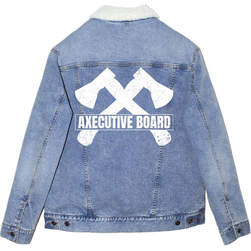 Funny Axe Throwing Lumberjack Hatchet 80s Unisex Sherpa-lined Denim Jacket | Artistshot