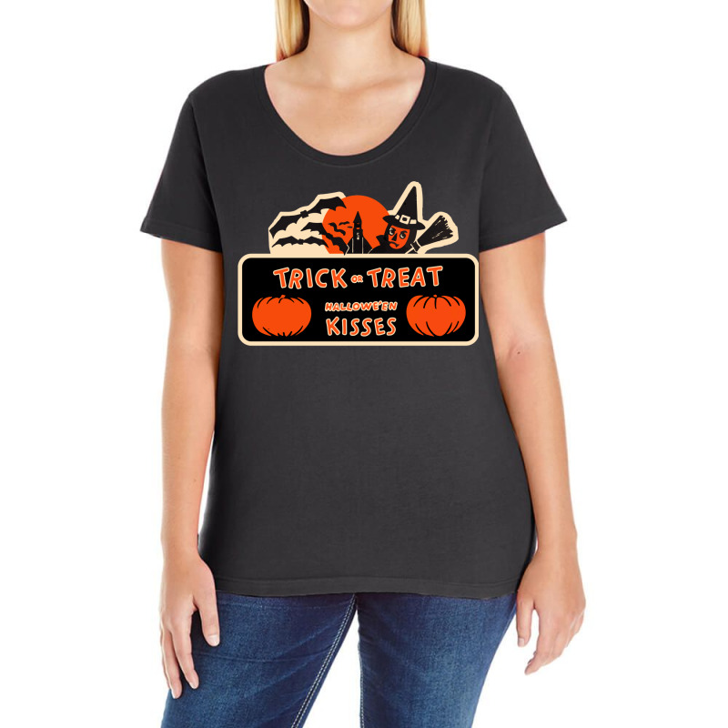 Trick Or Treat — halloween Kisses Ladies Curvy T-Shirt by fanielshakifh | Artistshot