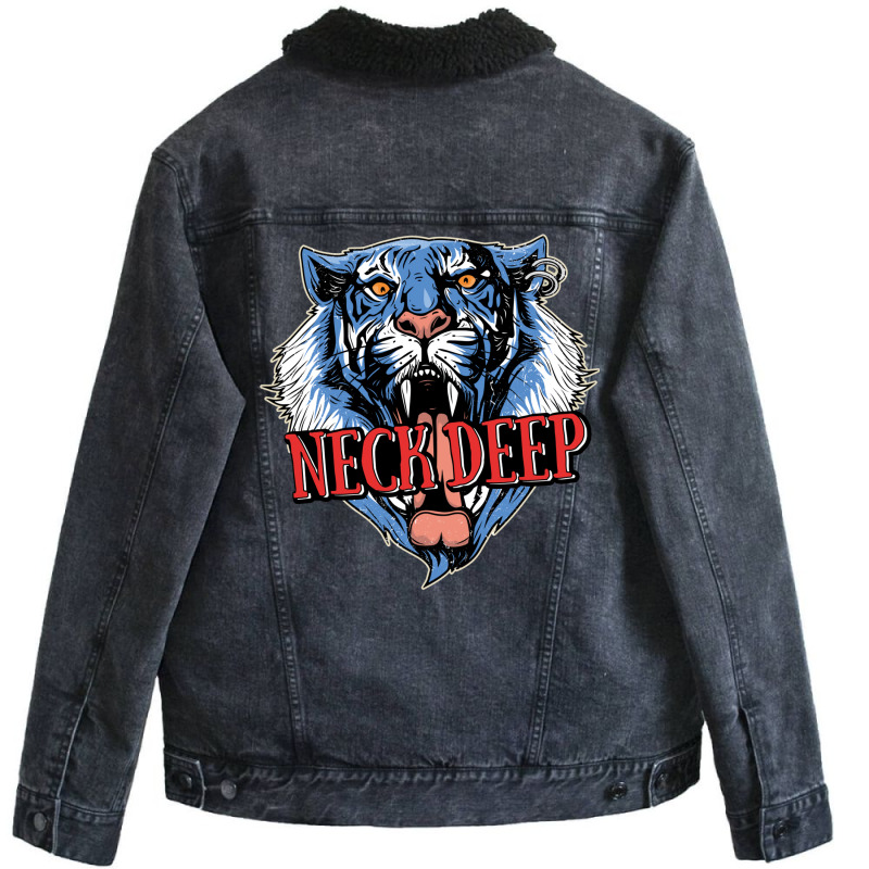 Neck Deep   Tiger Unisex Sherpa-Lined Denim Jacket by dallycoplina | Artistshot