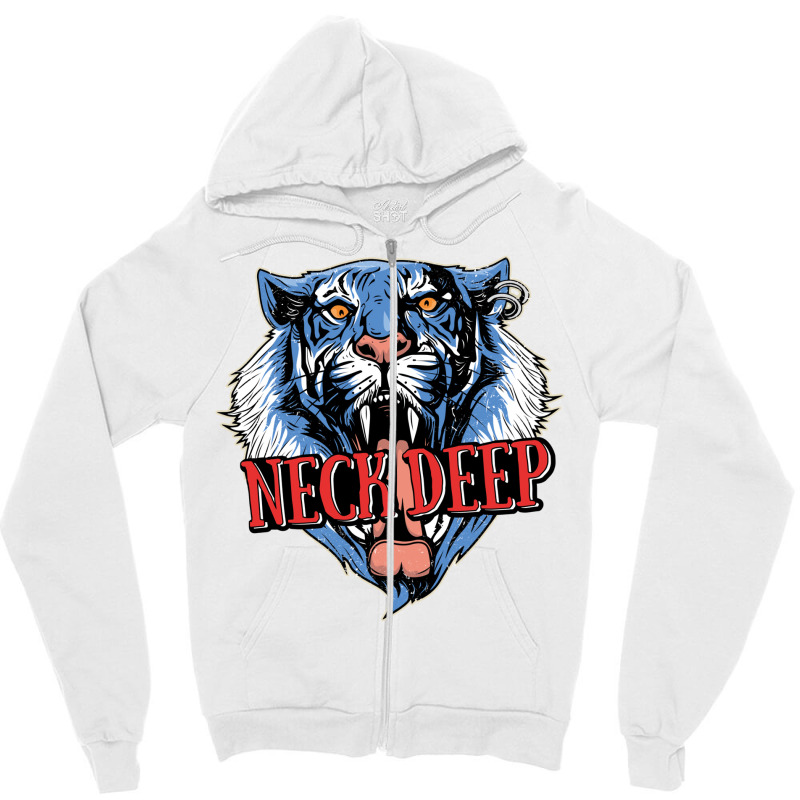 Neck Deep   Tiger Zipper Hoodie by dallycoplina | Artistshot