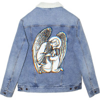 Zelator  Guardian Angel  Glitch Aesthetics Unisex Sherpa-lined Denim Jacket | Artistshot