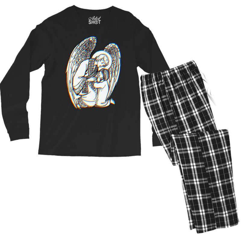 Zelator  Guardian Angel  Glitch Aesthetics Men's Long Sleeve Pajama Set | Artistshot