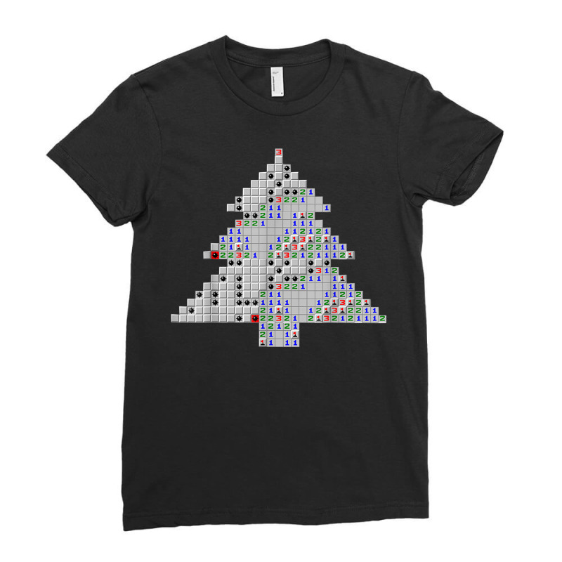 Minesweeper Christmas Tree Xmas T Shirt Ladies Fitted T-Shirt by africaka | Artistshot