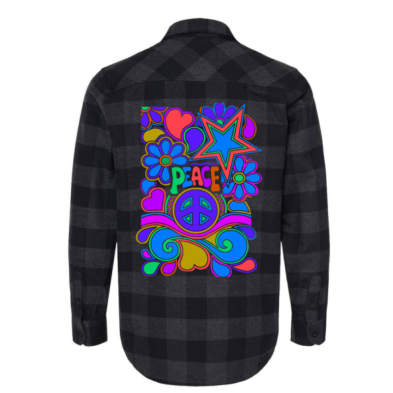 Peace And Love Flowers And Stars Hippie Design Flannel Shirt by dallycoplina | Artistshot