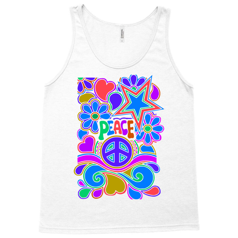 Peace And Love Flowers And Stars Hippie Design Tank Top by dallycoplina | Artistshot