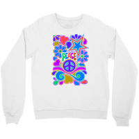 Peace And Love Flowers And Stars Hippie Design Crewneck Sweatshirt | Artistshot