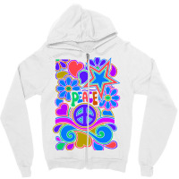 Peace And Love Flowers And Stars Hippie Design Zipper Hoodie | Artistshot