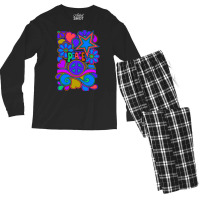 Peace And Love Flowers And Stars Hippie Design Men's Long Sleeve Pajama Set | Artistshot