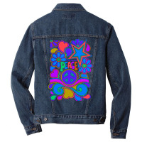 Peace And Love Flowers And Stars Hippie Design Men Denim Jacket | Artistshot