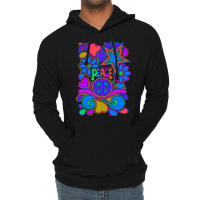 Peace And Love Flowers And Stars Hippie Design Lightweight Hoodie | Artistshot