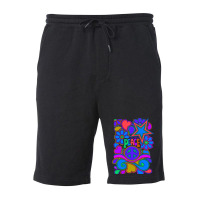 Peace And Love Flowers And Stars Hippie Design Fleece Short | Artistshot