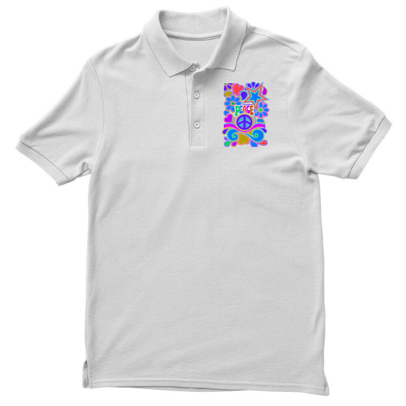 Peace And Love Flowers And Stars Hippie Design Men's Polo Shirt by dallycoplina | Artistshot