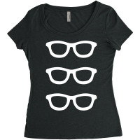 Smart Glasses Pattern (white On Black) Women's Triblend Scoop T-shirt | Artistshot