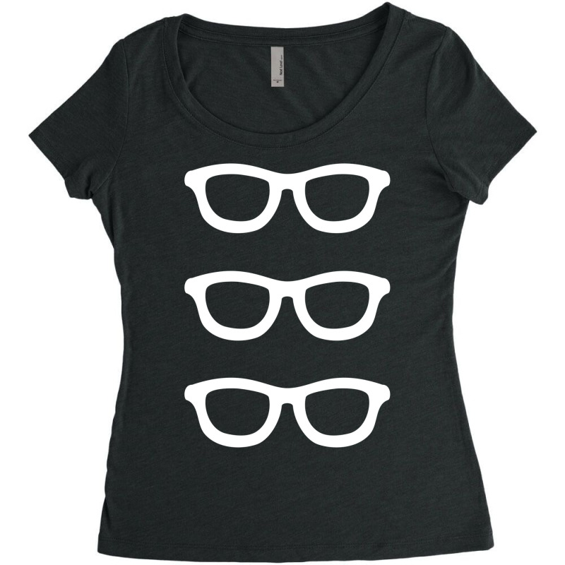 Smart Glasses Pattern (white On Black) Women's Triblend Scoop T-shirt by juareztoews2 | Artistshot