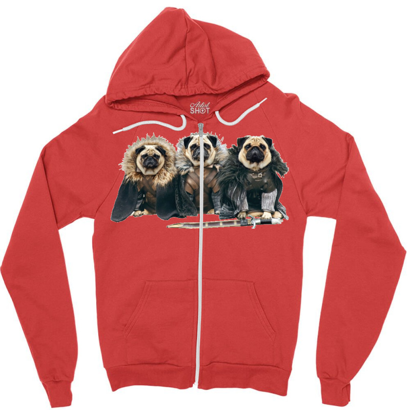 Pug Of Thrones Zipper Hoodie by dallycoplina | Artistshot