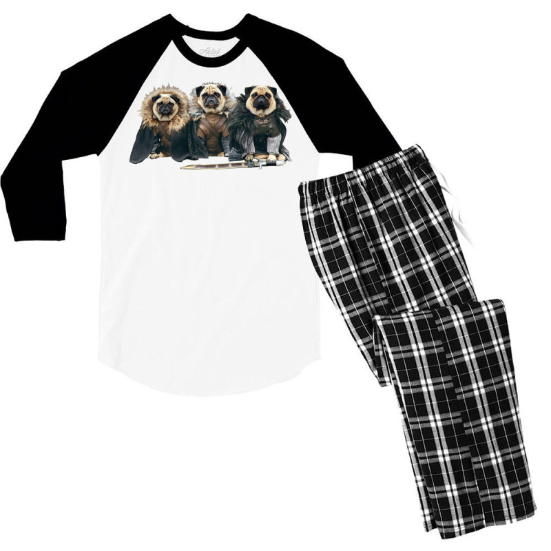 Pug Of Thrones Men's 3/4 Sleeve Pajama Set by dallycoplina | Artistshot