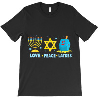 Love Peace Latkes Hanukkah Chanukah Menorah Jewish T-shirt | Artistshot