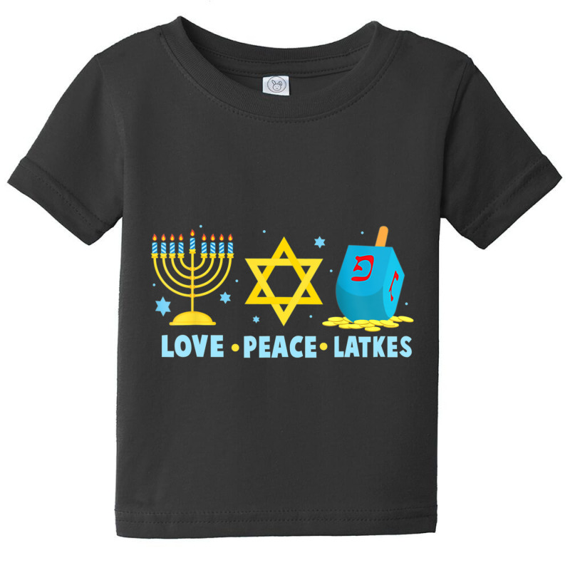 Love Peace Latkes Hanukkah Chanukah Menorah Jewish Baby Tee | Artistshot