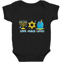 Love Peace Latkes Hanukkah Chanukah Menorah Jewish Baby Bodysuit | Artistshot