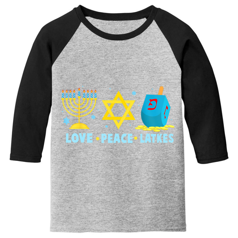 Love Peace Latkes Hanukkah Chanukah Menorah Jewish Youth 3/4 Sleeve | Artistshot