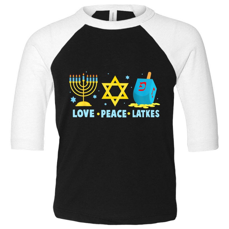 Love Peace Latkes Hanukkah Chanukah Menorah Jewish Toddler 3/4 Sleeve Tee | Artistshot