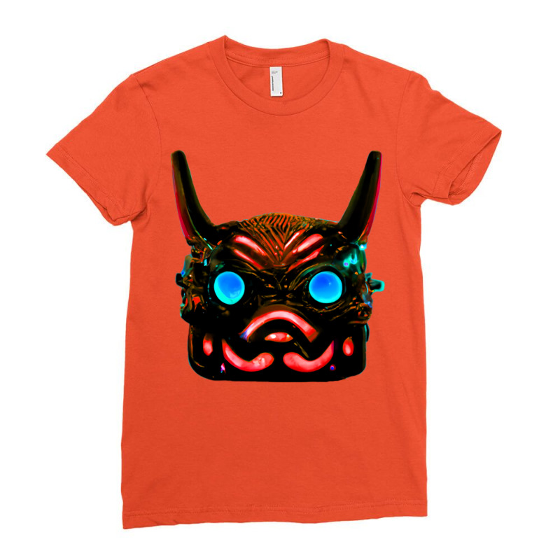 Futuristic Oni Mask Ladies Fitted T-Shirt by catitoabite | Artistshot