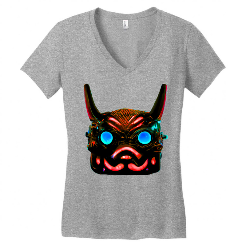 Futuristic Oni Mask Women's V-Neck T-Shirt by catitoabite | Artistshot